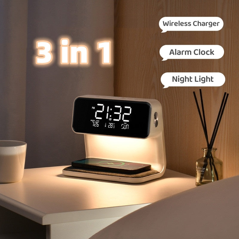 LCD Screen Alarm Clock  Wireless Phone Charger
