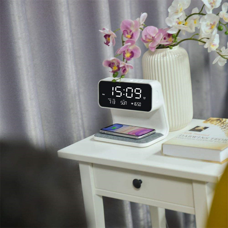 LCD Screen Alarm Clock  Wireless Phone Charger